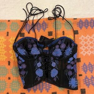 For Love And Lemons Kaylee Embroidered Bustier Top (Small)